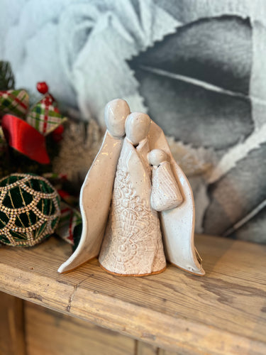 Missions Pottery Christmas Nativity Family - White