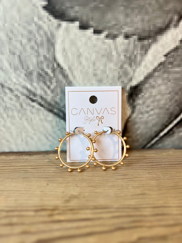 Canvas Katie Studded Hoop Earrings in Satin Gold