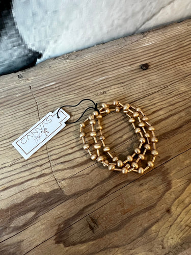 Canvas Talyah Satin Beaded Stretch Bracelet Set in Gold