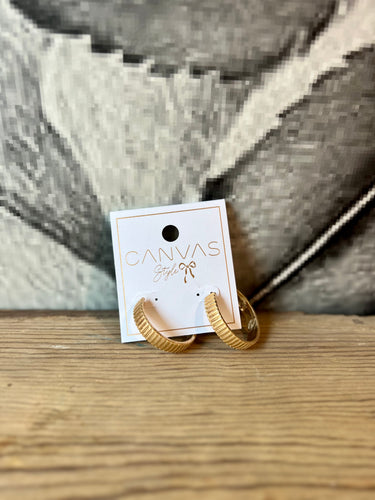 Canvas Phoenix Fluted Hoop Earrings in Worn Gold