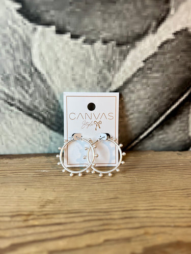 Canvas Katie Studded Hoop Earrings in Satin Silver