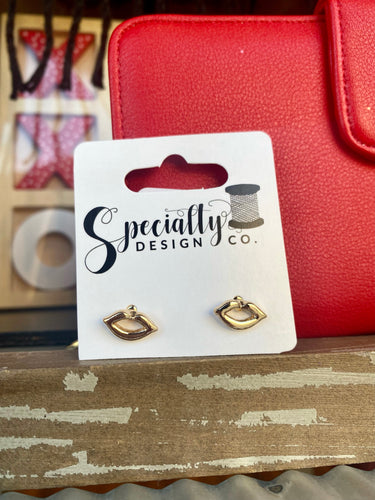 Gold Lip Stud Earrings