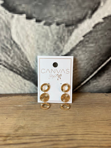 Canvas Sienna Fluted Triple Disc Earrings in Worn Gold