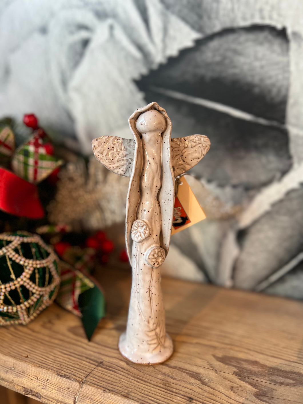 Missions Pottery Christmas Angel - White