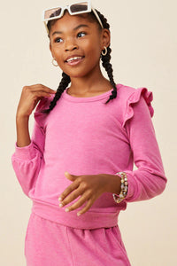 Mommy & Me French Terry Ruffle Top - Fuchsia