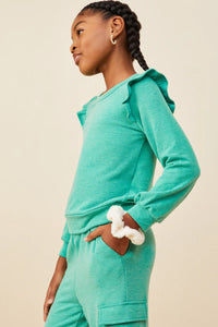 Mommy & Me French Terry Ruffle Top - Green