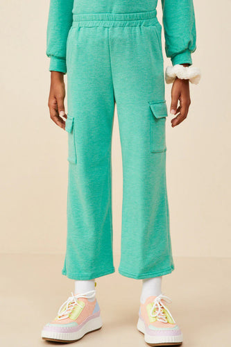 French Terry Cargo Girl's Pants - Green