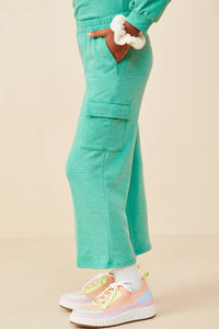 French Terry Cargo Girl's Pants - Green