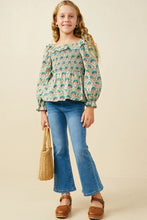 Load image into Gallery viewer, Smithsonian Smocked Girl's Top - Teal Mix