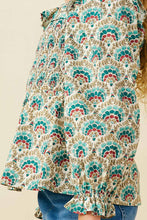 Load image into Gallery viewer, Smithsonian Smocked Girl's Top - Teal Mix