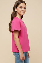 Load image into Gallery viewer, Soft Scalloped Girl's Top - Pink