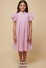 Load image into Gallery viewer, Pleated Pinstripe Girl's Dress - Pink