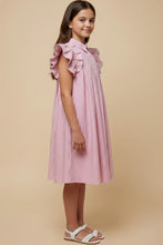 Load image into Gallery viewer, Pleated Pinstripe Girl's Dress - Pink