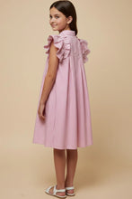 Load image into Gallery viewer, Pleated Pinstripe Girl's Dress - Pink