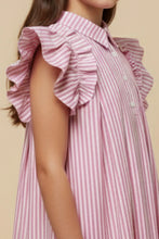 Load image into Gallery viewer, Pleated Pinstripe Girl's Dress - Pink