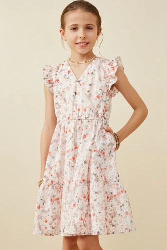 Girl's Floral Eyelit Ruffle Dress