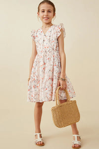 Girl's Floral Eyelit Ruffle Dress