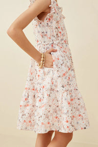 Girl's Floral Eyelit Ruffle Dress