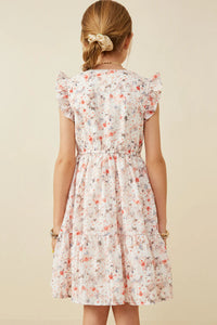 Girl's Floral Eyelit Ruffle Dress