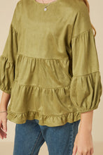 Load image into Gallery viewer, Timeless Tiered Suede Girl&#39;s Top