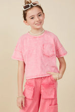 Load image into Gallery viewer, Maisie Washed Girl&#39;s Pocket Tee - Pink