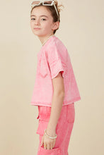 Load image into Gallery viewer, Maisie Washed Girl&#39;s Pocket Tee - Pink