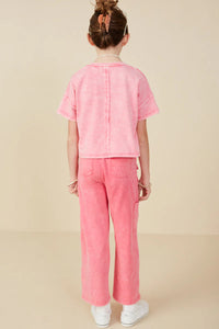 Maisie Washed Girl's Pocket Tee - Pink