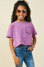 Load image into Gallery viewer, Maisie Washed Girl&#39;s Pocket Tee - Purple