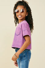 Load image into Gallery viewer, Maisie Washed Girl&#39;s Pocket Tee - Purple