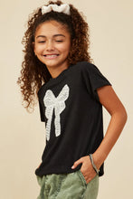 Load image into Gallery viewer, Pearly Bow Girl&#39;s Top - Black
