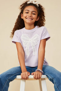 Pearly Bow Girl's Top - Lavender