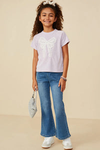 Pearly Bow Girl's Top - Lavender