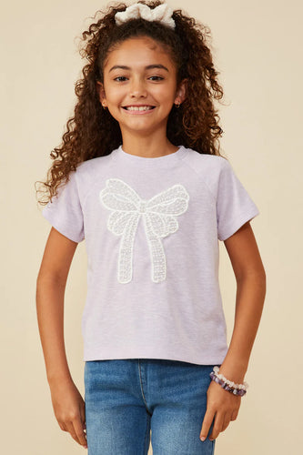 Pearly Bow Girl's Top - Lavender