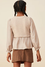 Load image into Gallery viewer, Ribbed Peplum Girl&#39;s Top - Taupe