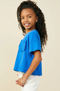 Frills Girl's Ruffle Pocket Tee - Blue