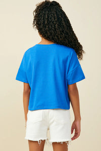 Frills Girl's Ruffle Pocket Tee - Blue