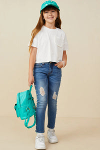 Frills Girl's Ruffle Pocket Tee - Off White