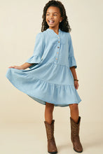 Load image into Gallery viewer, Washed Button Down Girl's Dress - Light Denim
