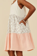 Load image into Gallery viewer, Color Block Floral Girl&#39;s Dress