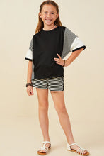 Load image into Gallery viewer, Colorblock Stripe Girl&#39;s Tee - Black