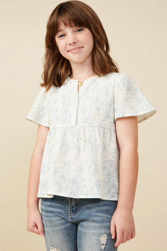 Girl's Cloud Print Peplum Top