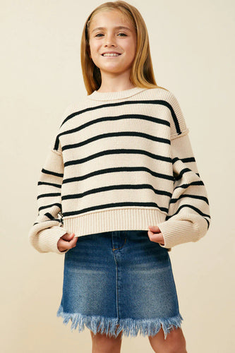Amelia Striped Knit Girl's Sweater