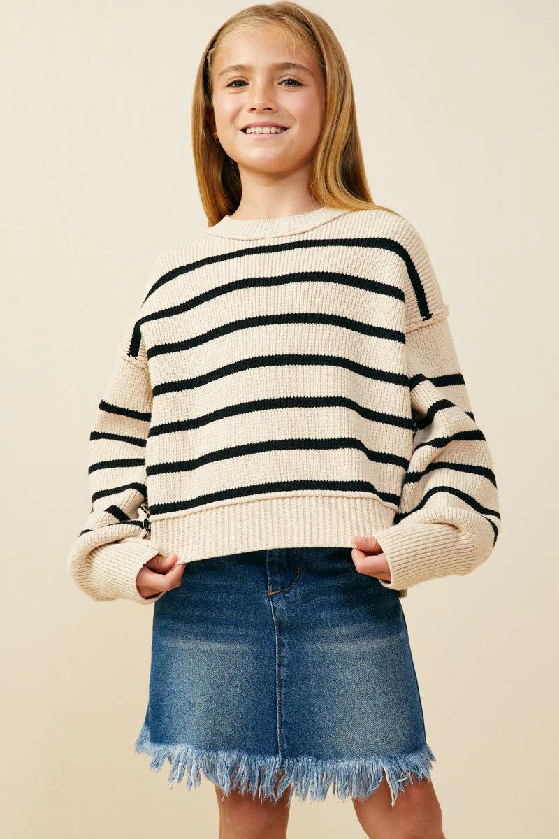 Amelia Striped Knit Girl's Sweater