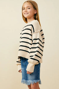 Amelia Striped Knit Girl's Sweater