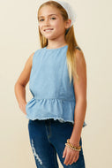 Summertime Denim Peplum Girl's Top