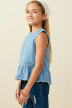 Load image into Gallery viewer, Summertime Denim Peplum Girl's Top
