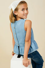 Load image into Gallery viewer, Summertime Denim Peplum Girl's Top