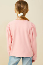Load image into Gallery viewer, Ribbed Puff Sleeve Girl&#39;s Tee - Pink