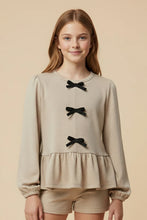 Load image into Gallery viewer, Take a Bow Girl's Peplum Top