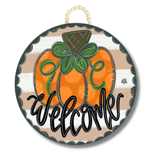 DK Designs Door Hanger - Tan Pumpkin Circle